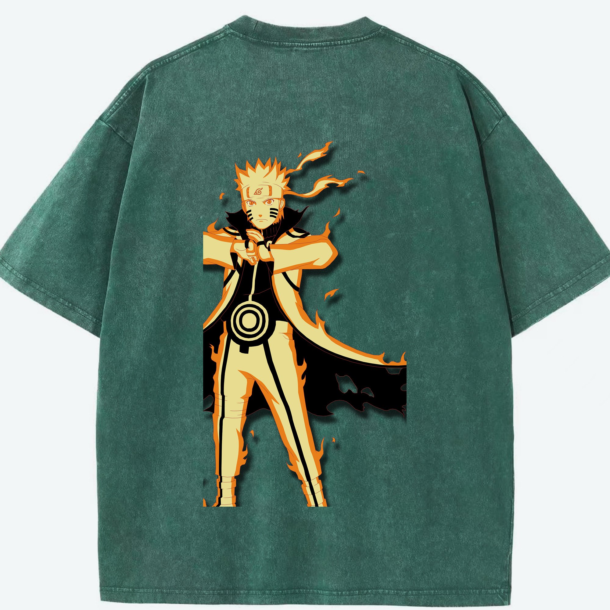 （画像用） NARUTO -ナルト- うずまき ナルト Uzumaki Naruto 綿100% ヴィンテージ風 半袖Tシャツ（背面プリント）